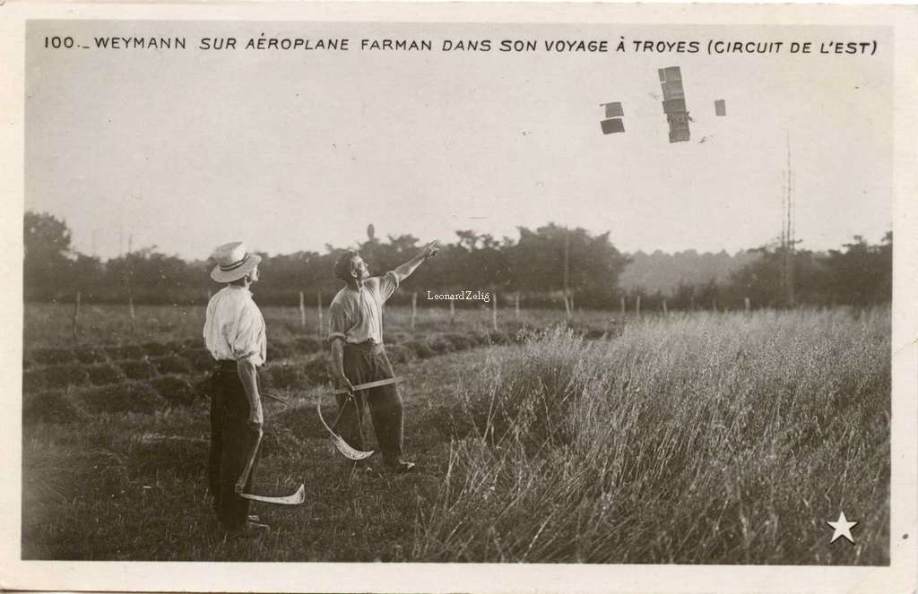 100 - Weymann sur Aéroplane Farman dans son voyage à Troyes (Circuit de l'Est)
