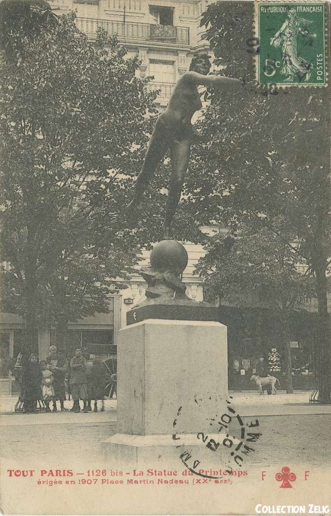 1126 bis - La Statue du Printemps érigée en 1907 Place Martin Nadeau