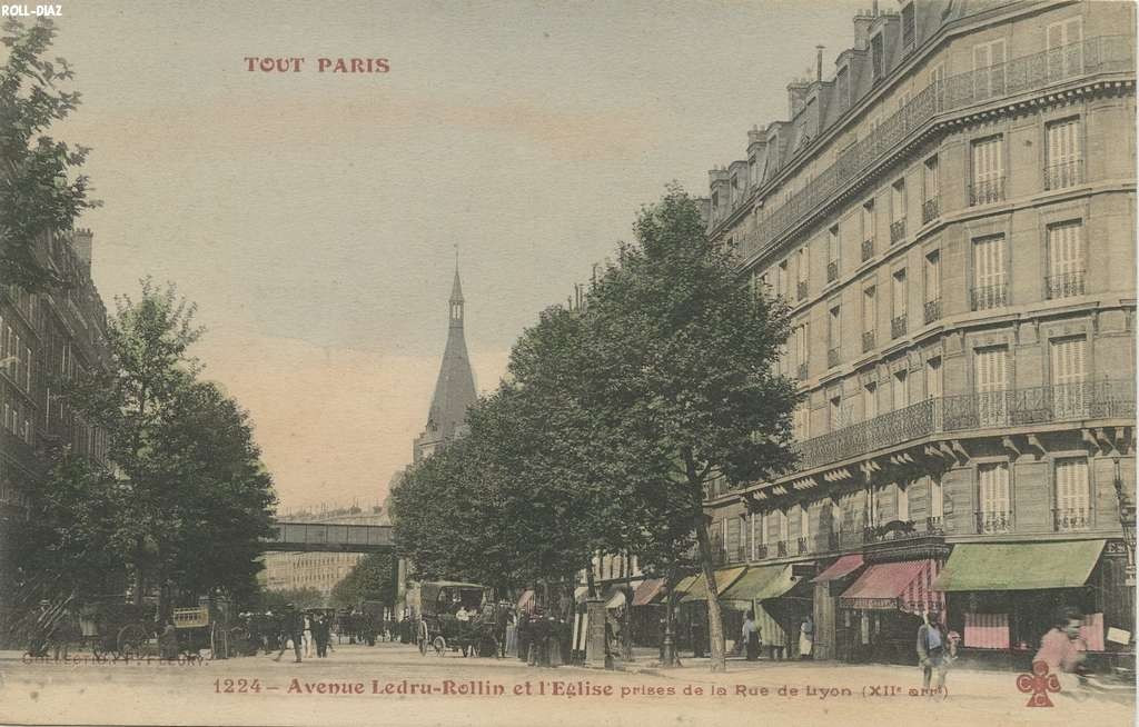 1224 - Avenue Ledru-Rollin et l'Eglise prises de la Rue de Lyon