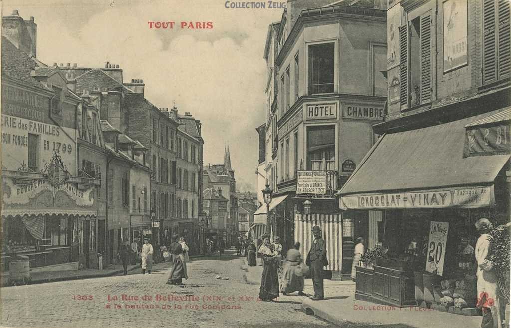 1303 - La Rue de Belleville à la hauteur de la Rue Compans