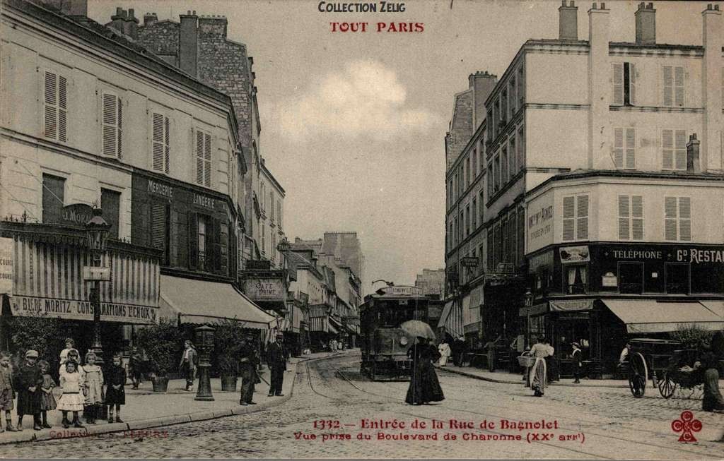 1332 - Entrée de la Rue de Bagnolet - Vue prise du Boulevard de Charonne