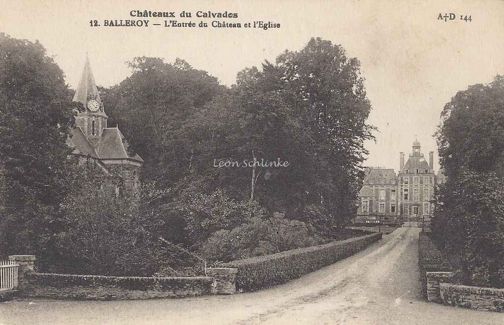 14-Balleroy - L'entrée du Château et l'Eglise (A.Dubosq 12)