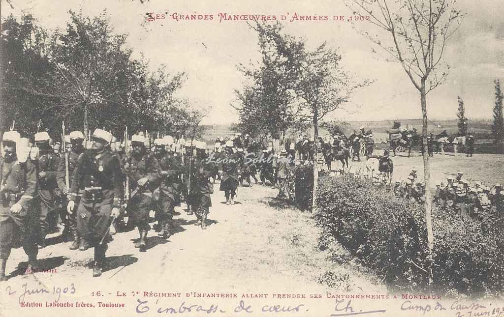 16 - Le 7° régiment d'Infanterie aux cantonnements à Montlaur