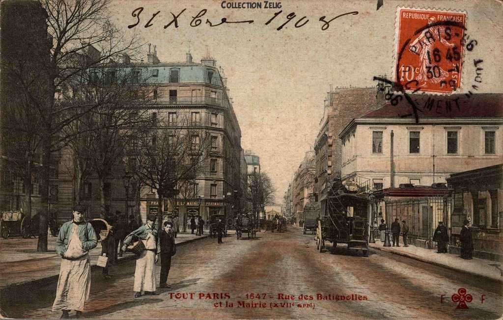 1647 - Rue des Batignolles et la Mairie