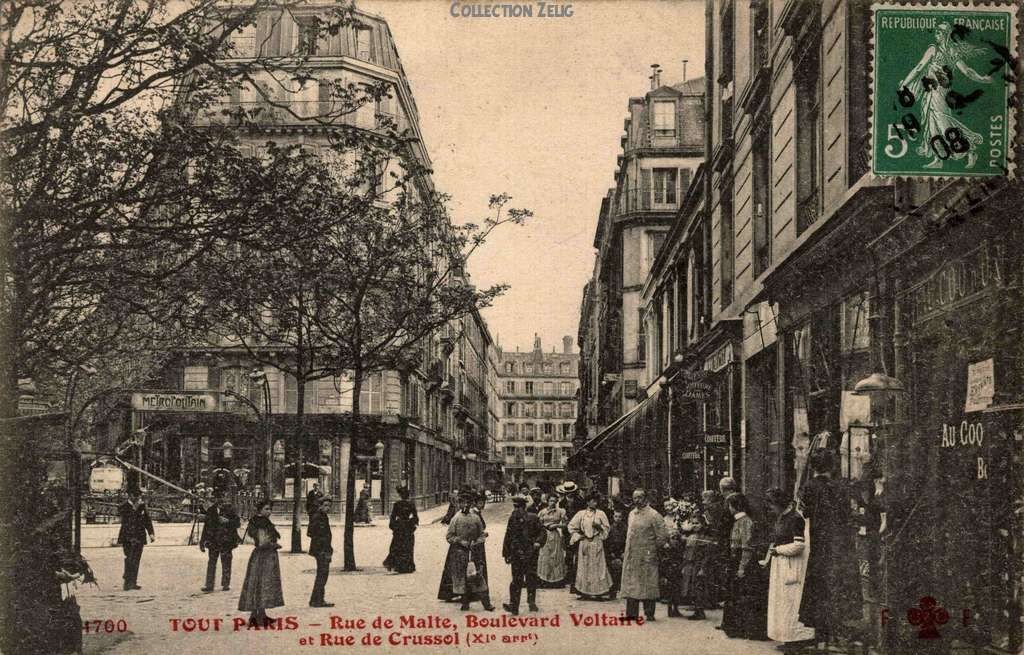 1700 - Rue de Malte, Boulevard Voltaire et Rue Crussol