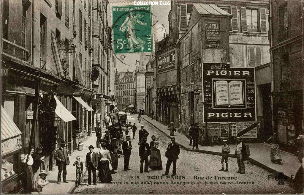 1816 - Rue de Turenne, entre les Rues des Francs-Bourgeois et St-Antoine
