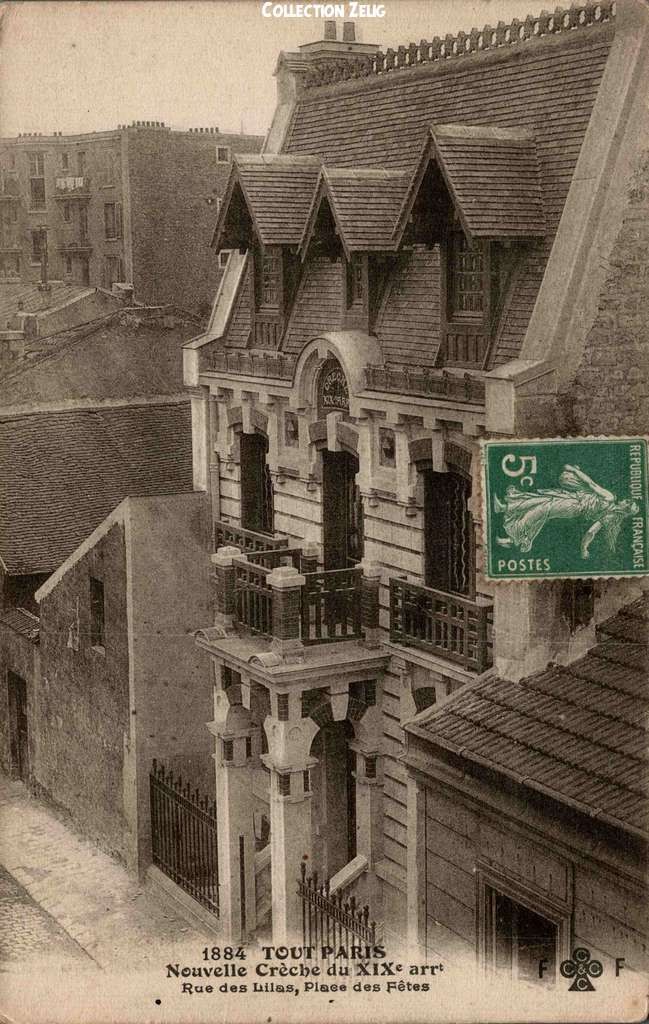1884 - Nouvelle Crèche du XIX° arrt - Rue des Lilas, Place des Fêtes