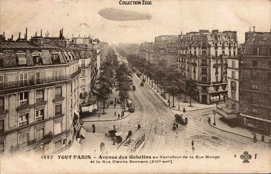 1897 - Avenue des Gobelins au carrefour des Rues Monge et Claude-Bernard