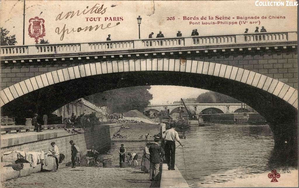 208 - Bords de la Seine - Baignade de Chiens - Pont Louis-Philippe