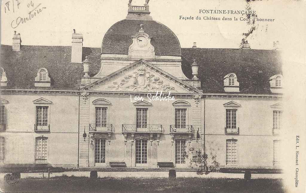 21-Fontaine-Française - Façade du Château (L.Simonet à Champlitte)