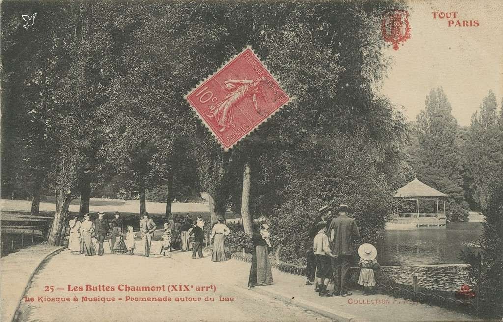 25 - Buttes Chaumont, kiosque de la Musique et Promenade autour du Lac