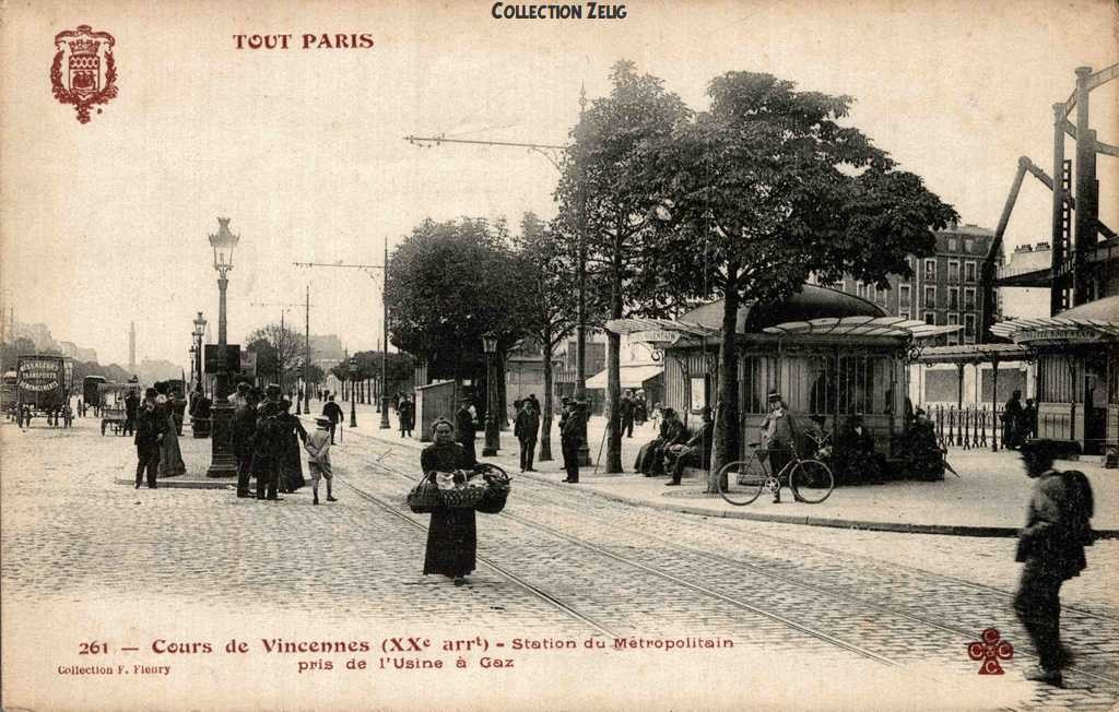 261 - Cours de Vincennes - Station du Métropolitain pris de l'Usine à Gaz