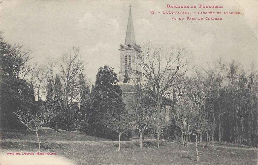 43 - Launaguet - Clocher de l'Eglise vu du Parc du Château