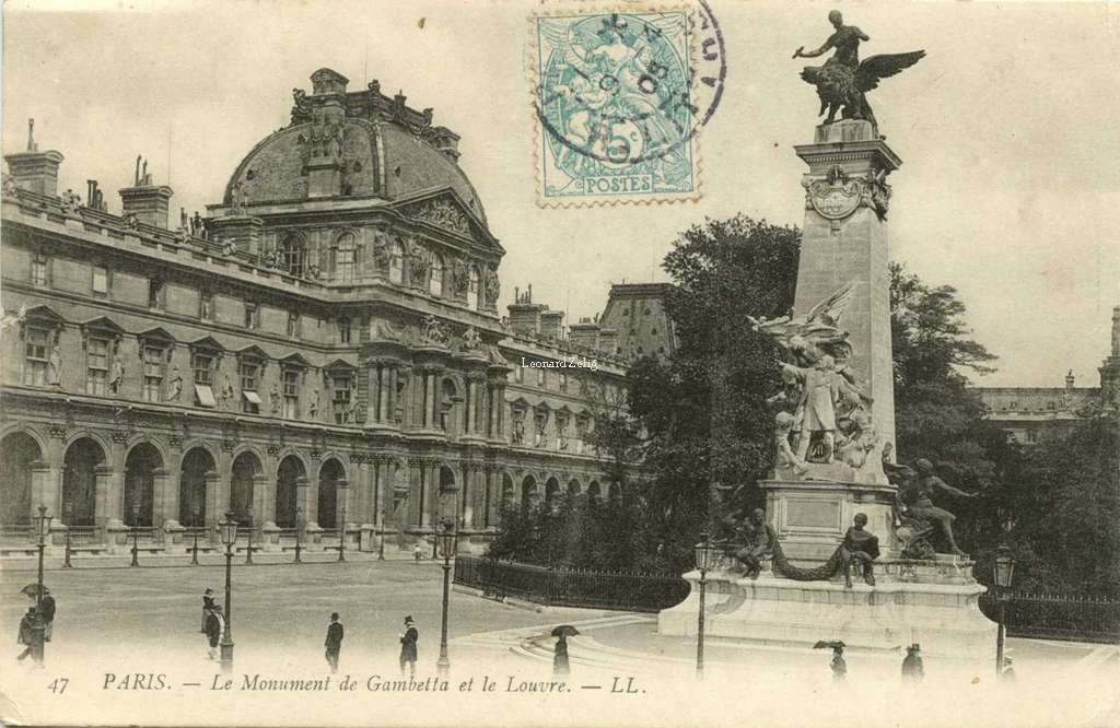 47 - PARIS - Le Monument de Gambetta et le Louvre