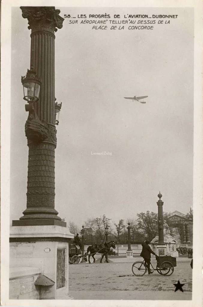 58 - Les Progrès de l'Aviation...Dubonnet sur Tellier au-dessus de la Place de la Concorde