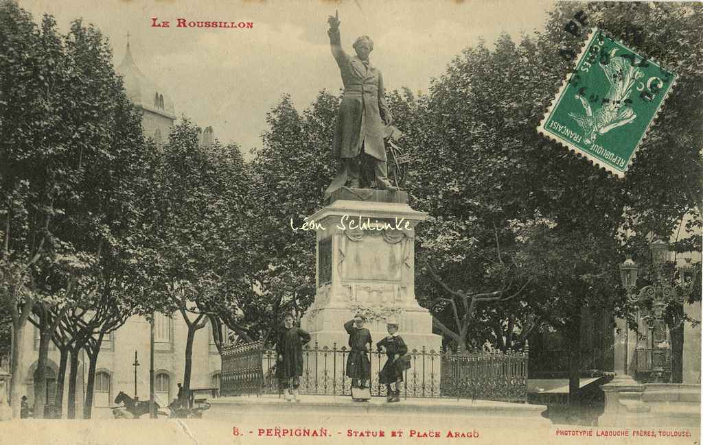 6 - Perpignan - Statue et Place Arago