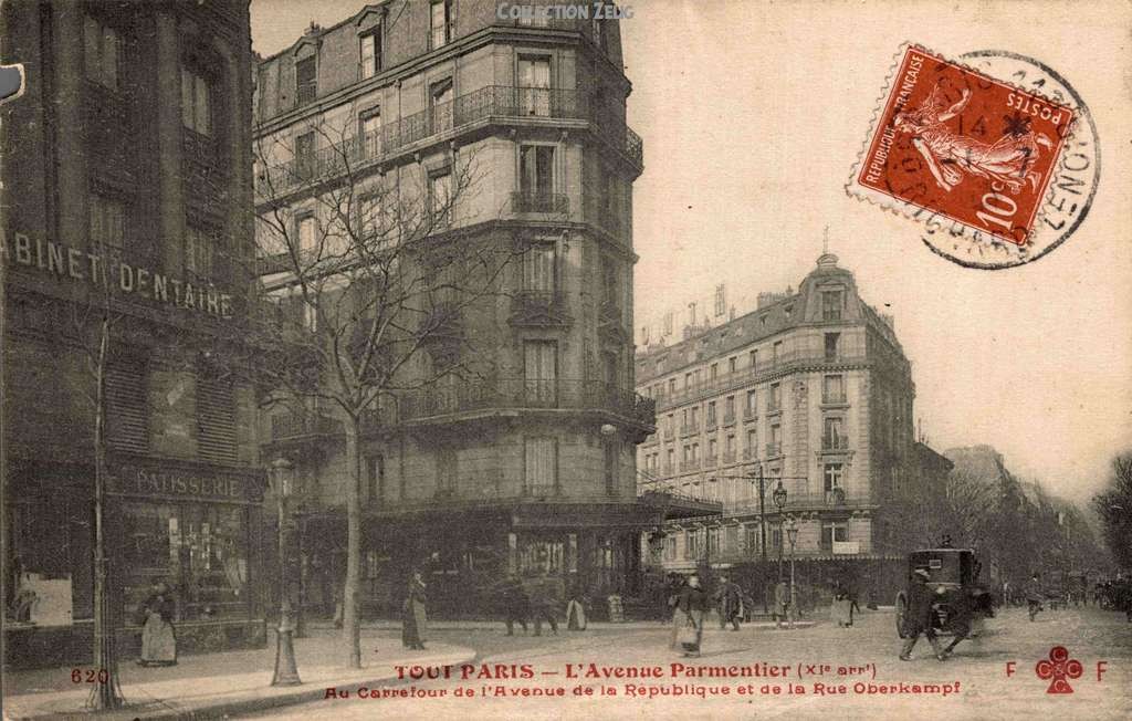 620 - L'Avenue Parmentier au Carrefour de l'Avenue de la République et de la Rue Oberkampf