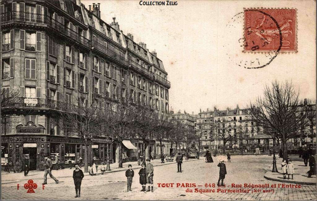 648 bis - Rue Régnault et l'entrée du Square Parmentier