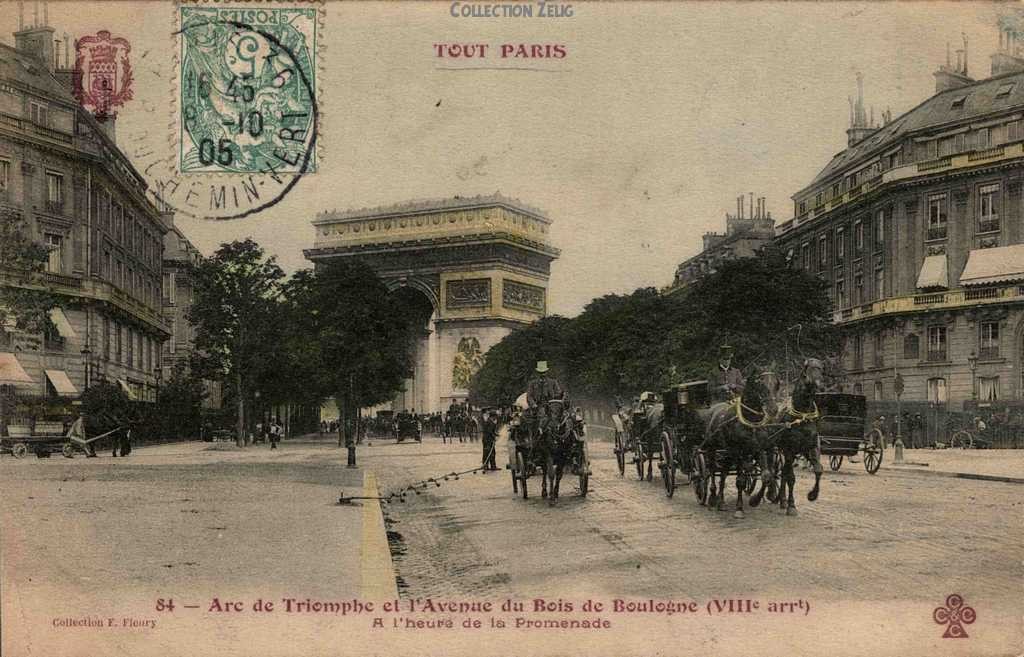 84 - Arc-de-Triomphe et l'Avenue du Bois de Boulogne à l'heure de la Promenade