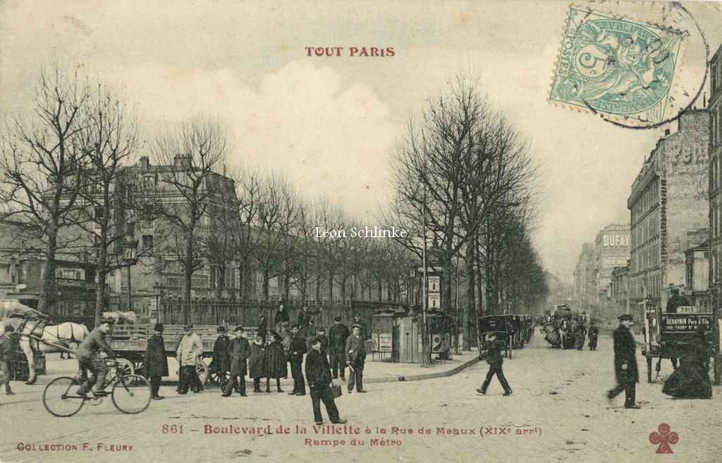 861 - Boulevard de la Villette à la rue de Meaux, rampe du Métro