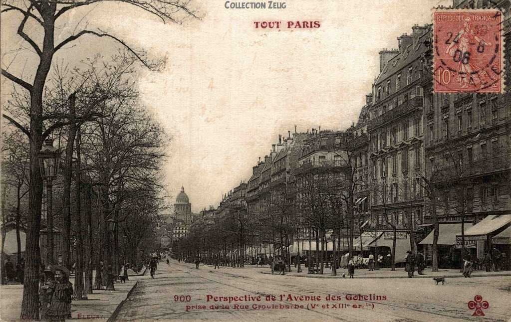 900 - Perspective de l'Avenue des Gobelins prise de l'Avenue Croulebarbe