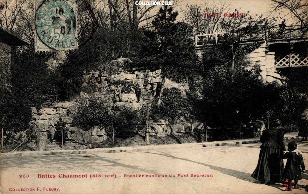 963 - Buttes-Chaumont - Escalier Rustique du Pont Secrétan