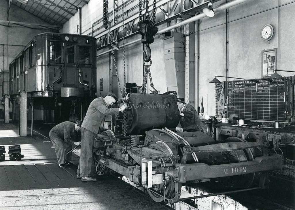 Bogie moteur de Sprague aux Ateliers Javel - 8 mars 1961