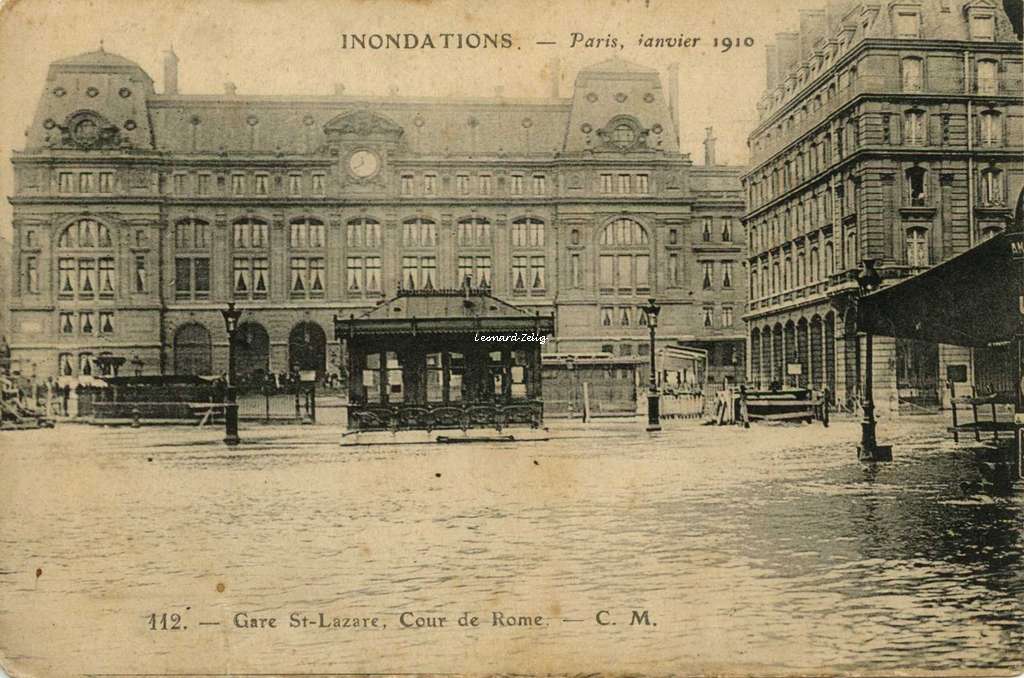 CM 112 - Inondations Paris 1910 - Gare St-Lazare, Cour de Rome