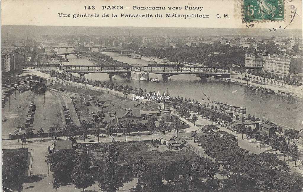 CM 148 - Panorama vers Passy, Vue Générale de la passerelle du Métropolitain