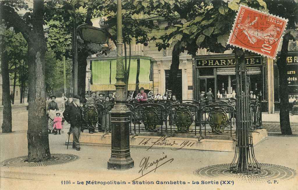 CP 1106 - Le Métropolitain - Station Gambetta - La Sortie