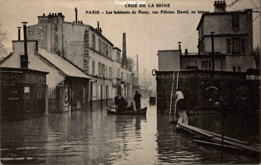 Les Habitants de Passy, Rue Félicien-David, en bateau