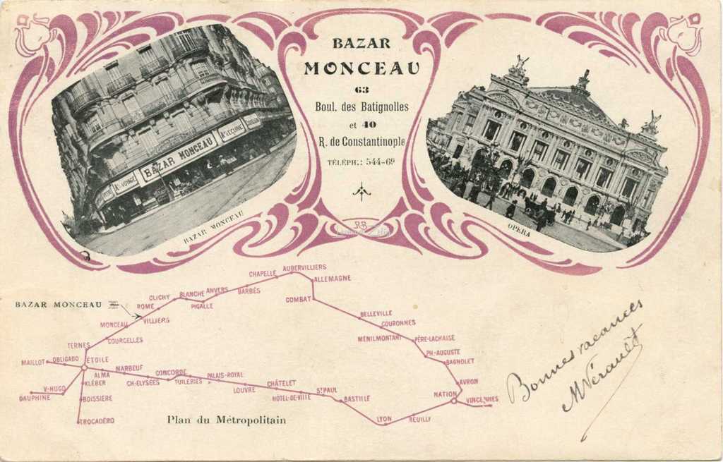 EPI - Plan du Métropolitain - Bazar Monceau