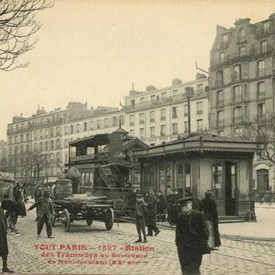 Tout Paris 1597 - Station des Tramways au Boulevard de Ménilmontant