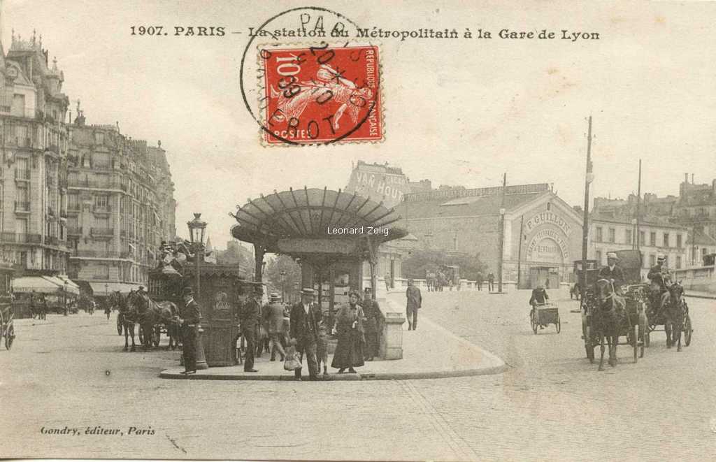Gondry 1907 - PARIS - La station du Métropolitain à la Gare de Lyon