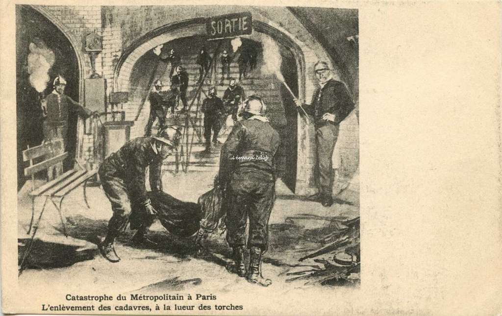 Inconnu - Catastrophe 1903 - L'enlèvement des cadavres, à la lueur des torches