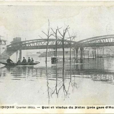 Inconnu - Paris Inondé - Quai et Viaduc de Métro (près Gare d'Austerlitz)