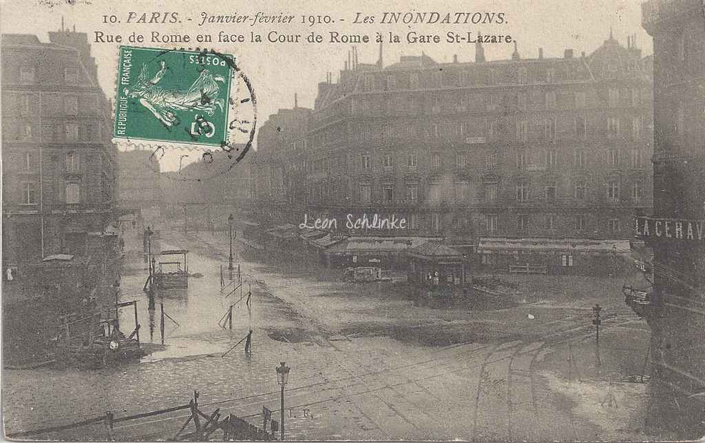J.F. 10 - Les Inondations, rue et Cour de Rome  à St-Lazare