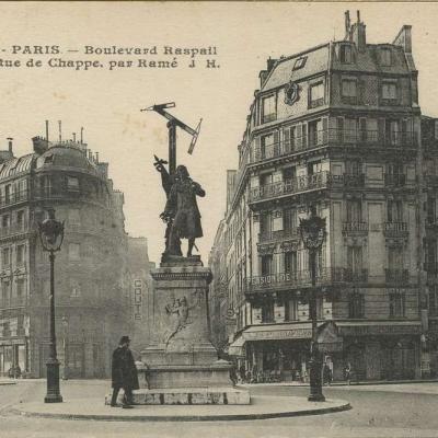 JH 1369 - PARIS - Boulevard Raspail et Statue de  Chappe, par Ramé