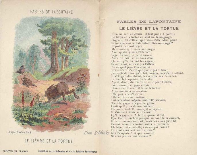 Le Lièvre Et La Tortue Texte à Imprimer