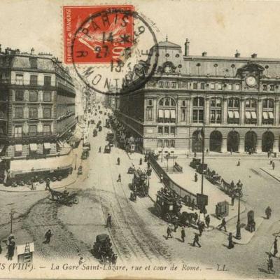 LL 783 - La Gare Saint-Lazare, rue et cour de Rome