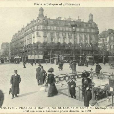 Breger A. - Paris - Place de la Bastille, sortie du Métropolitain