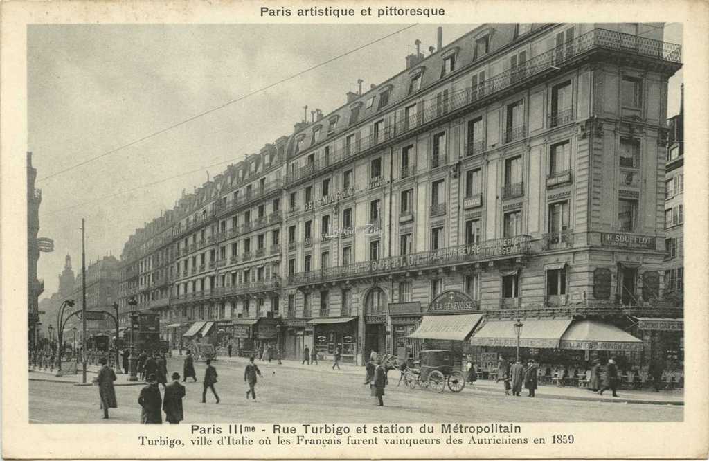 Breger A. - Paris - Rue Turbigo et station du Métropolitain