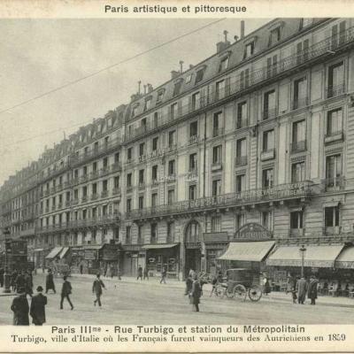 Breger A. - Paris - Rue Turbigo et station du Métropolitain