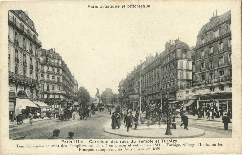 PARIS III° - Carrefour des rues du Temple et Turbigo