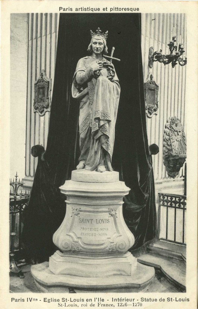 PARIS IV° - Eglise St-Louis en l'Ile - Intérieur - Statue de St-Louis