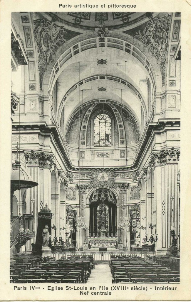 PARIS IV° - Eglise St-Louis en l'Ile (XVIII° siècle) - Intérieur Nef centrale