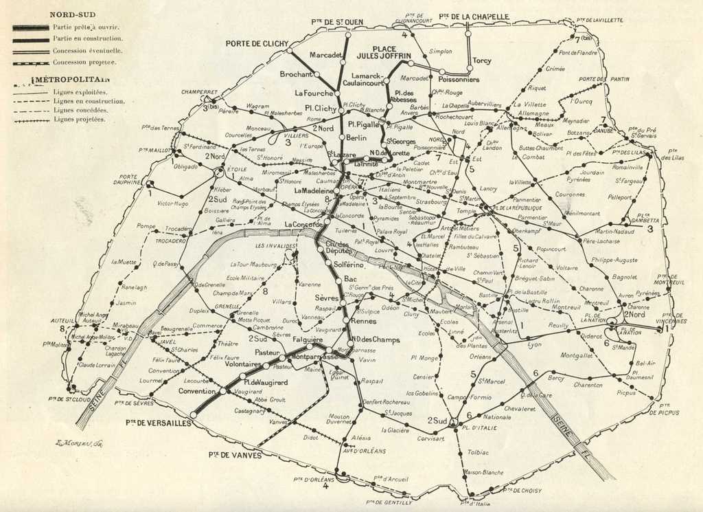 Plan Nord-Sud et Métropolitain en 1910