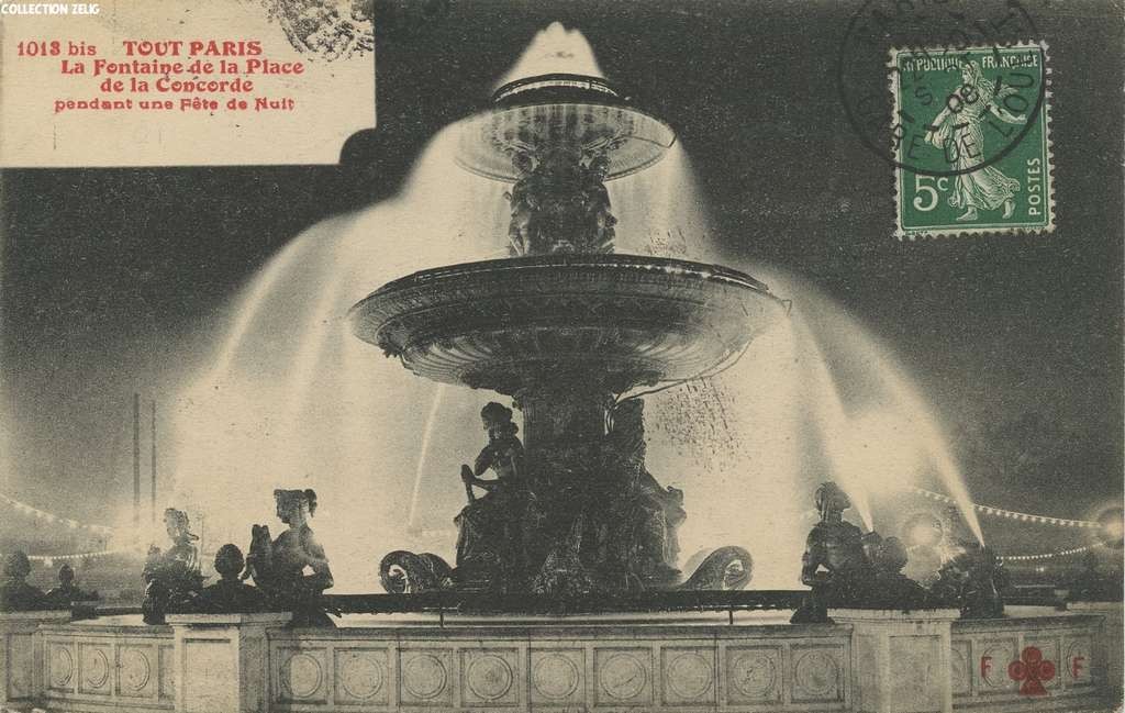 1013 bis - La Fontaine de la Place de la Concorde pendant une Fête de Nuit