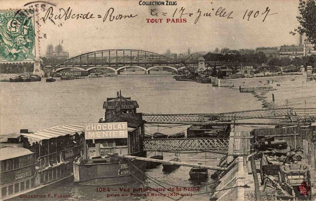 1084 - Vue pittoresque de la Seine prise au Pont de Bercy