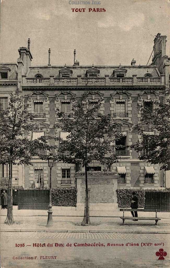 1098 - Hôtel du Duc de Cambacérès - Avenue d'Iéna